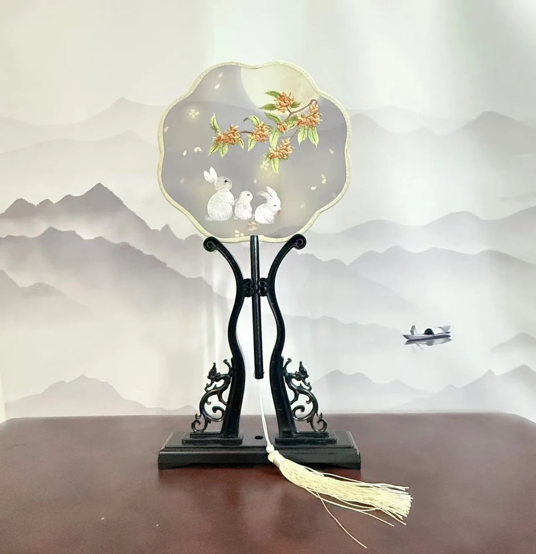 89 花好月圆 新款苏绣双面绣团扇非遗文化传承