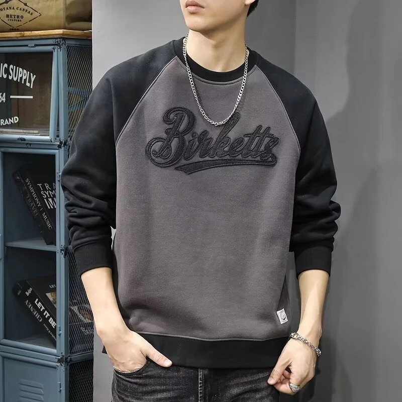 潮牌大码拼色卫衣男款春秋款新款2026爆款胖子加肥加大休闲男上衣