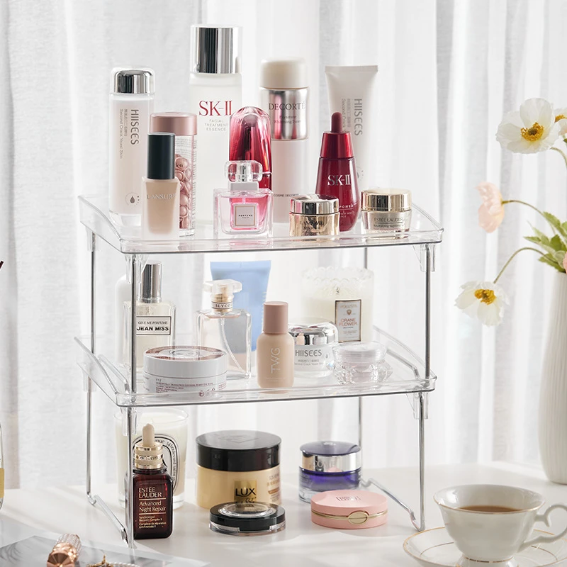 透明亚克力置物架桌面增高架宿舍折叠收纳架分层办公室杯架整理架