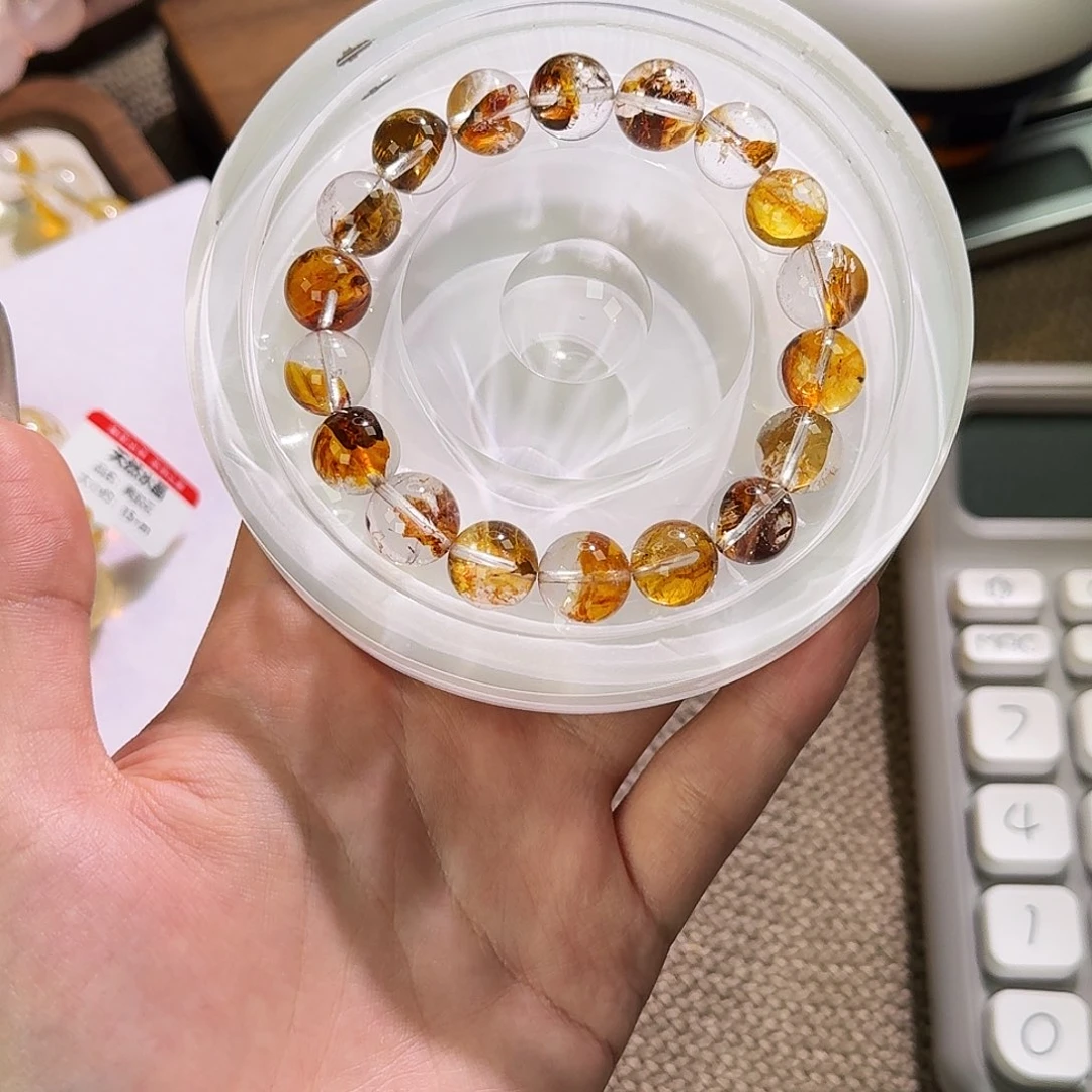 水晶手链未镶嵌枫叶胶花11m