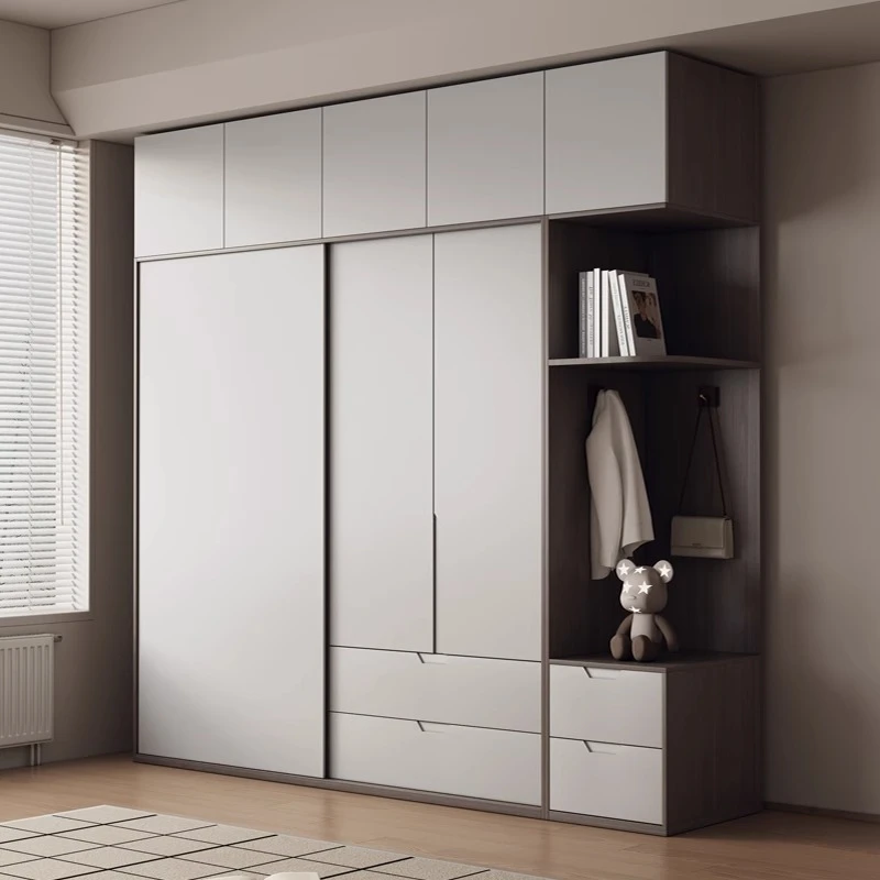 高级灰色推拉门衣柜家用简约卧室ENF级环保柜子多尺寸定制大衣橱