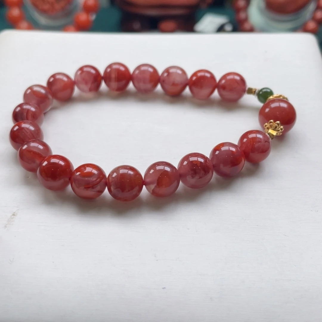 南红玛瑙银S925镶嵌川料南红紫冰飘花dly单圈9+mm