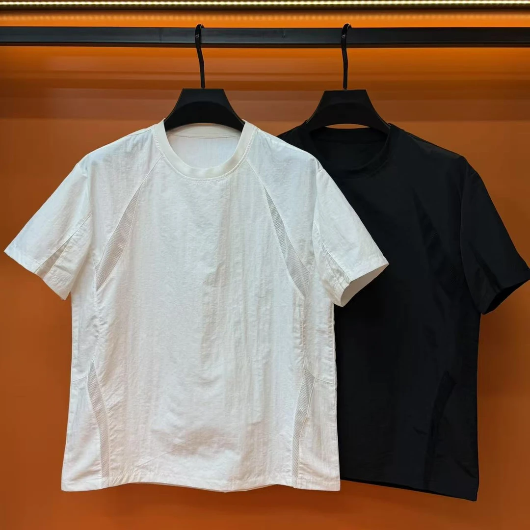 Y1夏季新款简约网眼休闲高端气质百搭轻奢时尚日常商务男士短袖