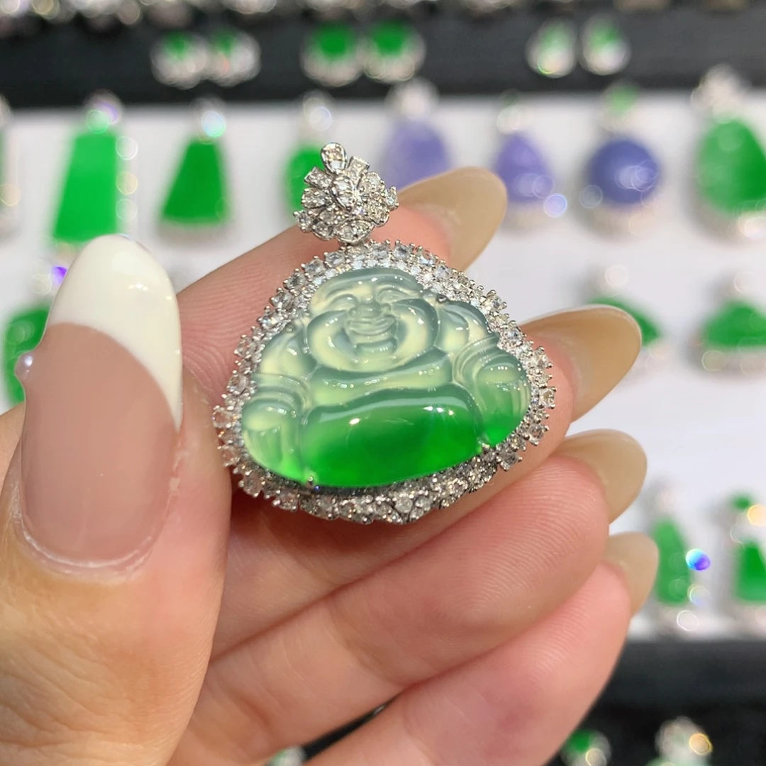 翡翠18K金镶嵌吊坠(不含链)