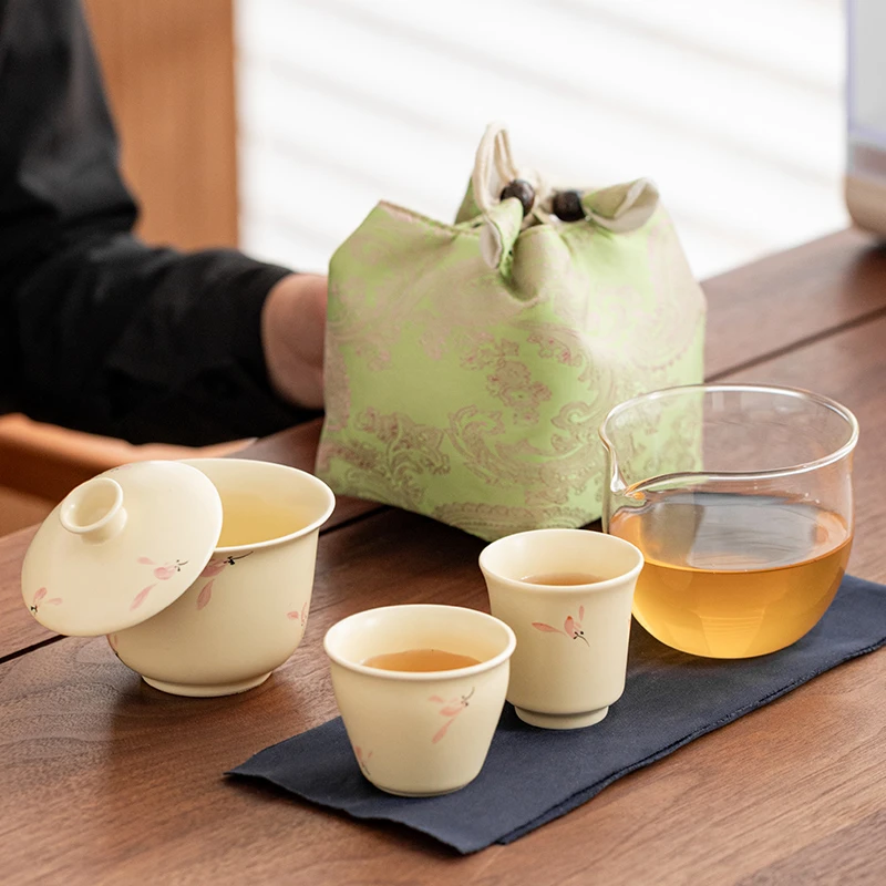 旅行茶具套装陶瓷专用快客杯户外便携包盖碗送老师领导长辈伴手礼