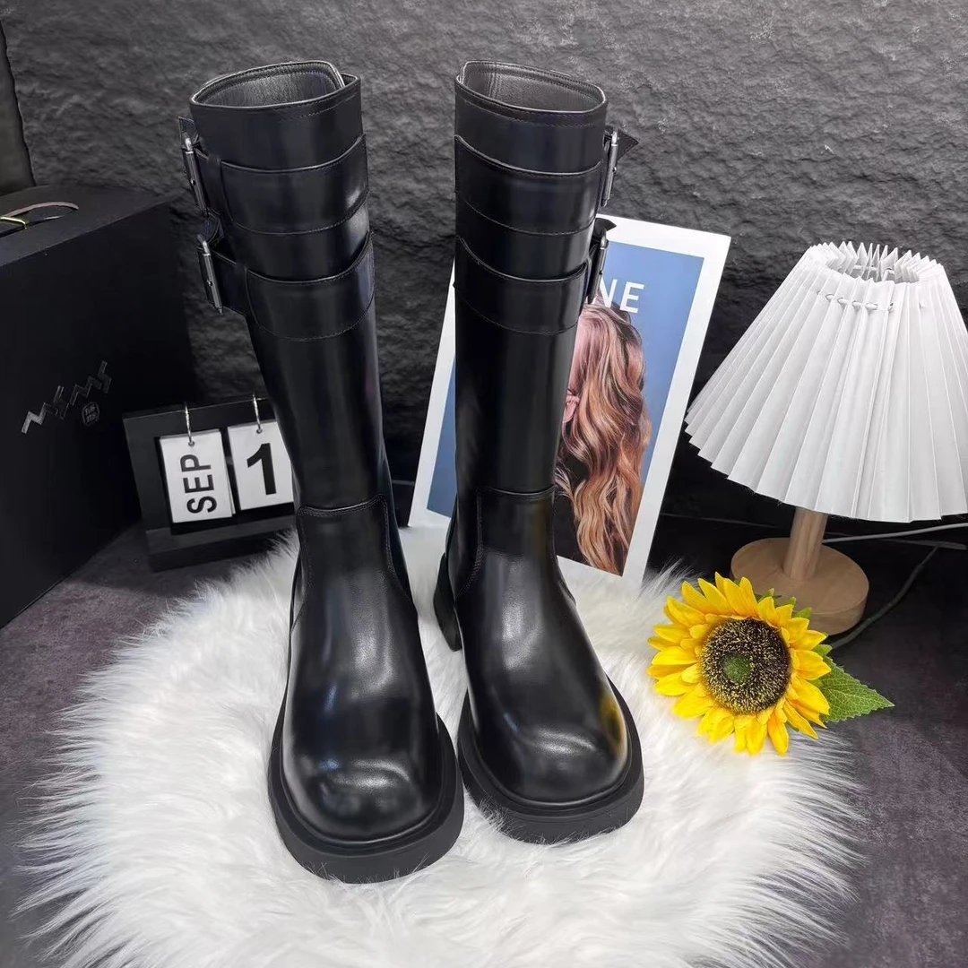 7986-1玛莎玛索冬季新款大棉时尚纯色长筒靴女靴