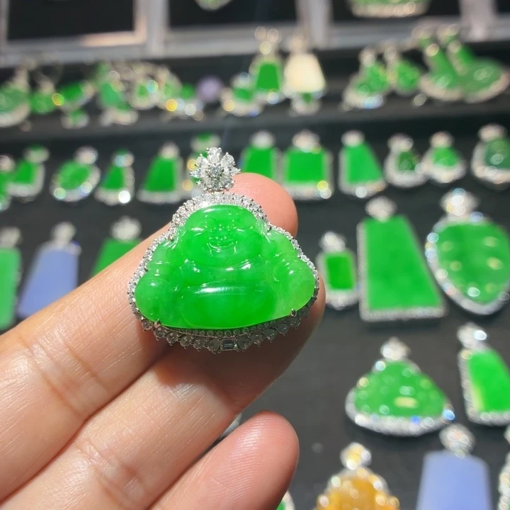 翡翠18K金镶嵌吊坠(不含链)