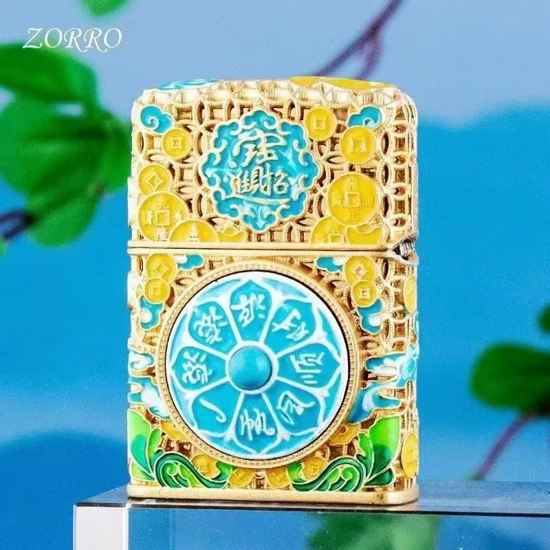 ZORRO夜光算盘珐琅彩掐丝工艺打火机创意原装