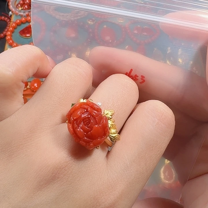 南红玛瑙银S925镶嵌戒指