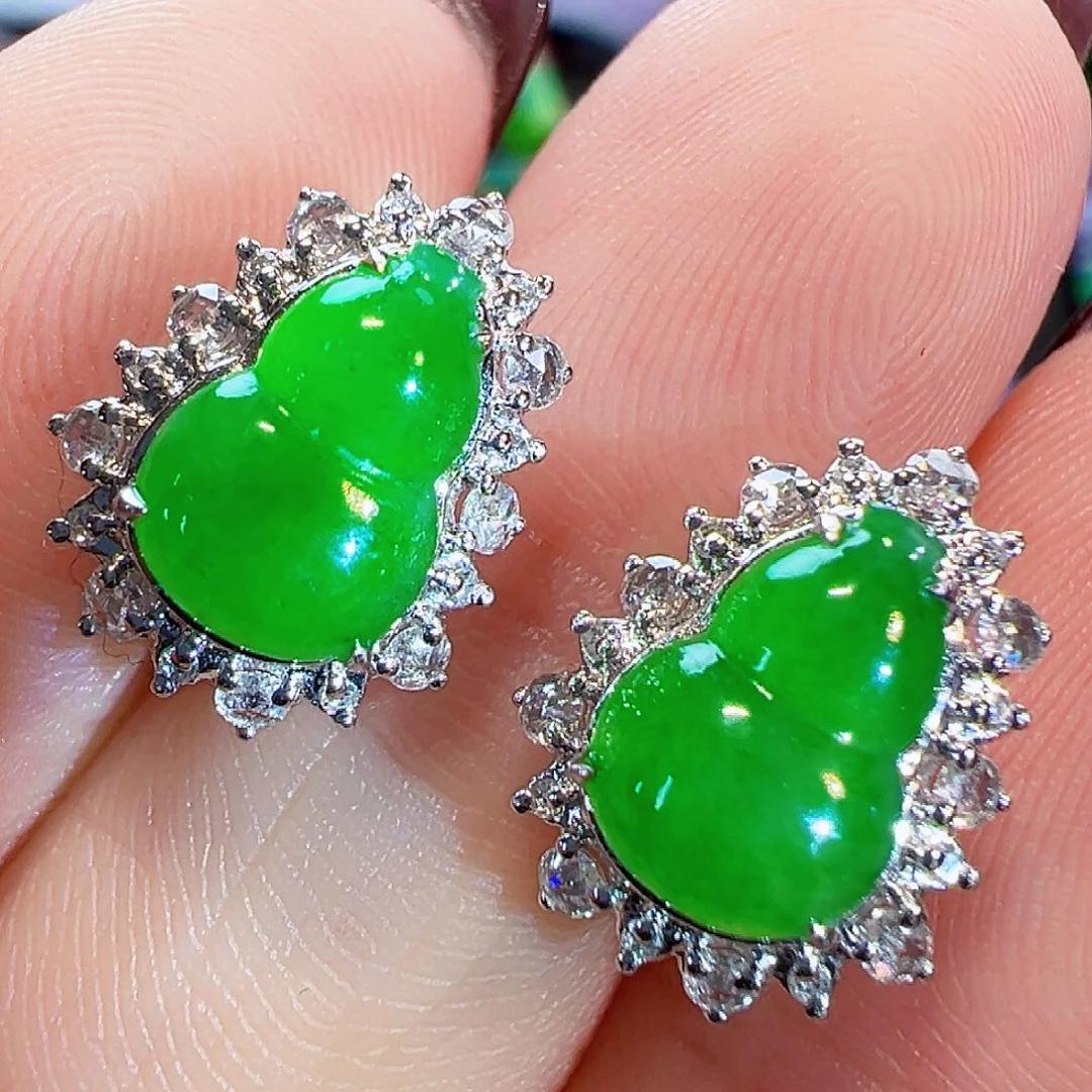 翡翠18K金镶嵌耳饰签收后24小时鉴赏期