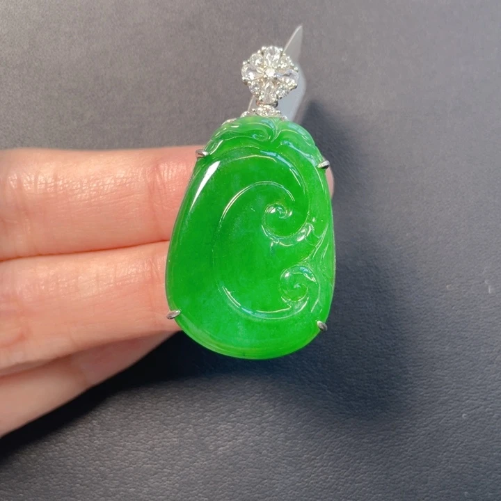 吊坠(不含链)银S925镶嵌翡翠