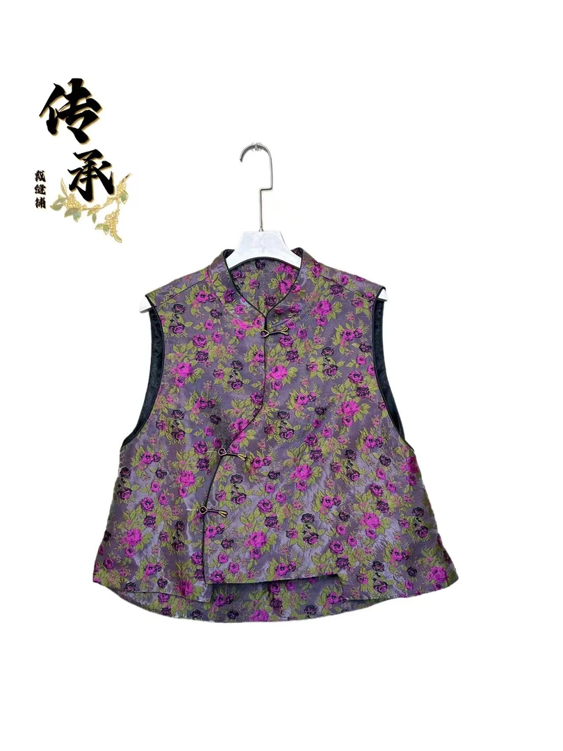 （姹紫嫣红马甲）/时尚/宽松/中式/国风/百搭/女装/刺绣/