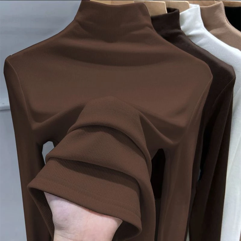 螺纹春秋新款打底衫女半高领内搭秋冬显瘦百搭长袖t恤女