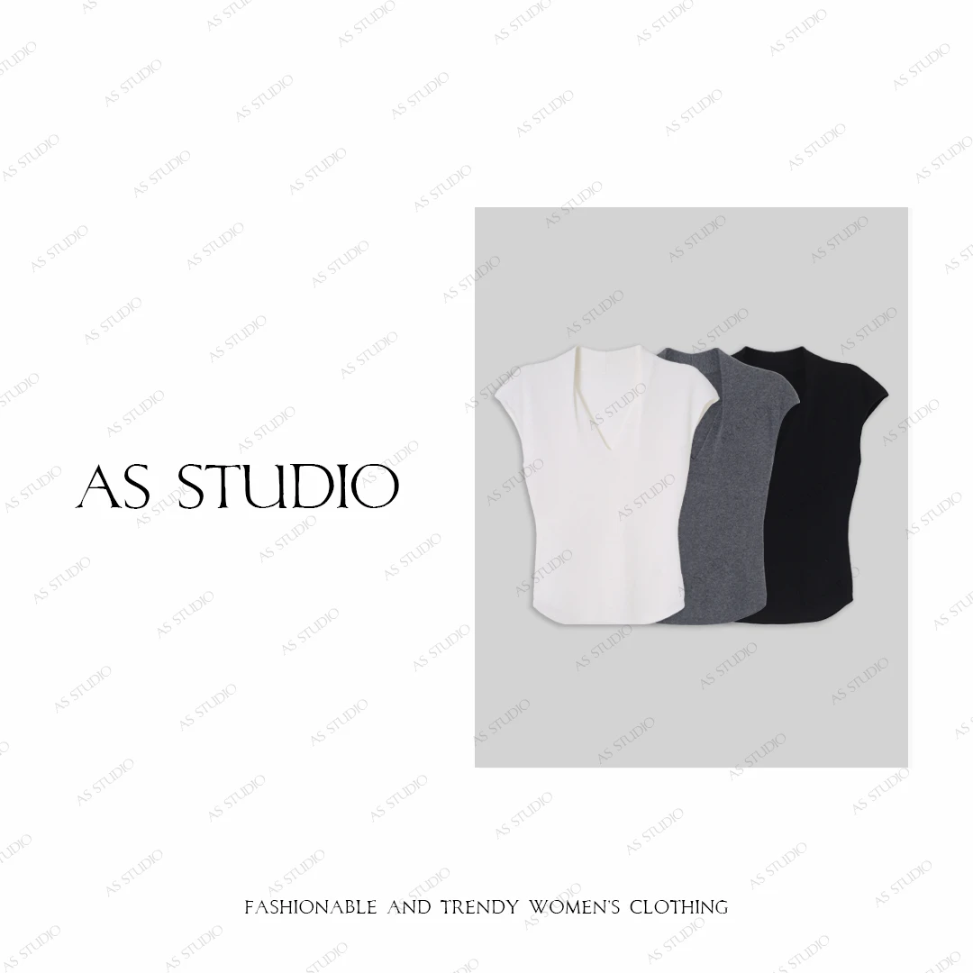 【AS小盖袖】25新极简V领修身显瘦软糯百搭毛织上衣AS25QXS03427