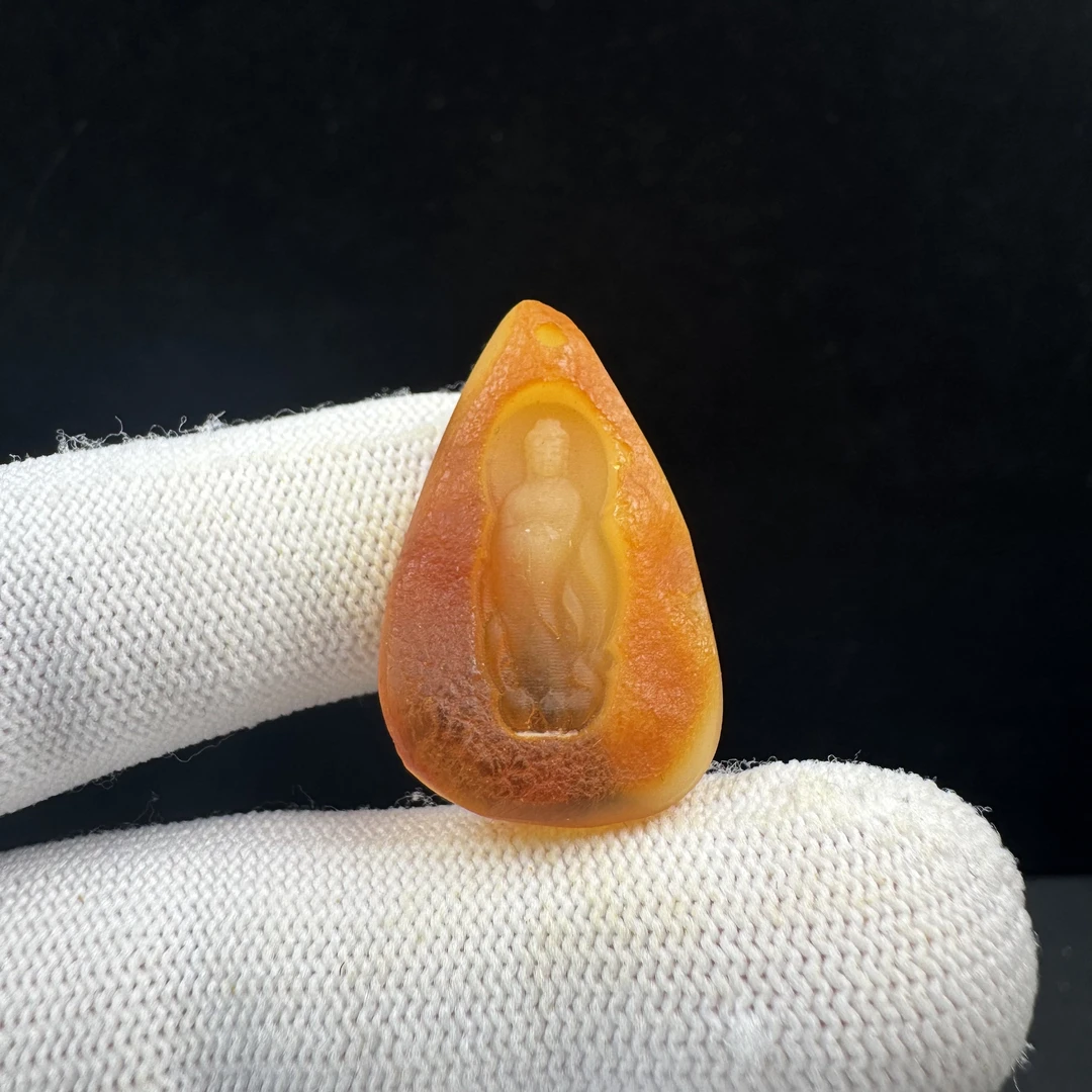 D3384【瑕疵】天然原矿蜜蜡 雕刻牌19*30*5mm支持复检假一罚十
