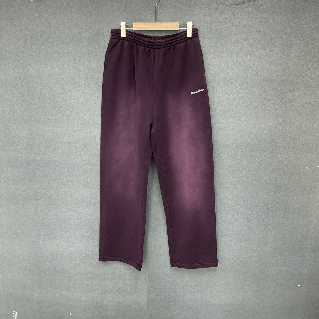 全新未使用 Balenciaga/巴黎世家 双B刺绣渐变紫色卫裤xs码 9028