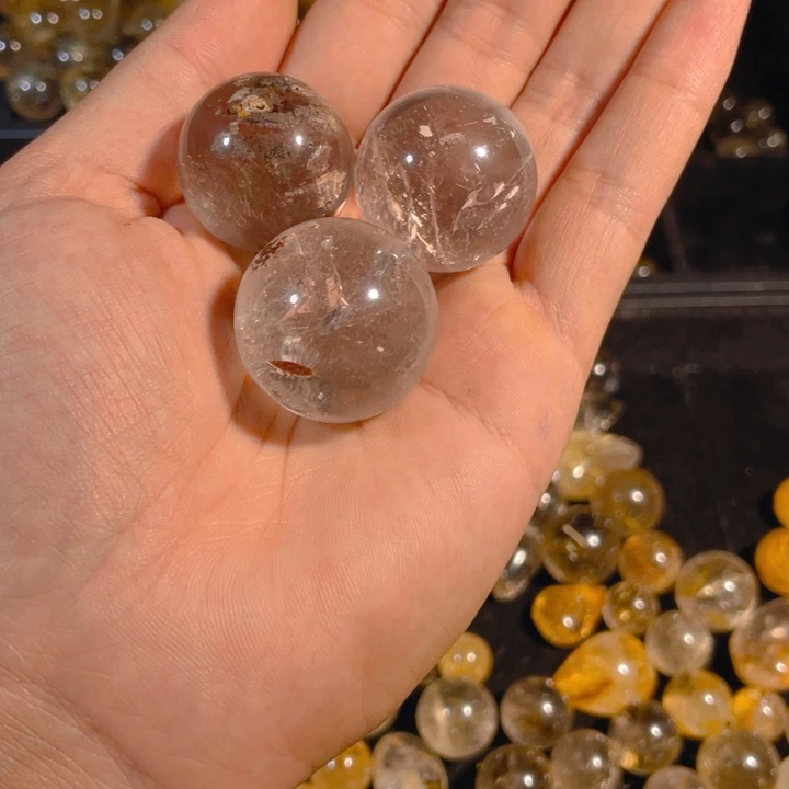 银S925镶嵌摆件水晶天然水晶单珠