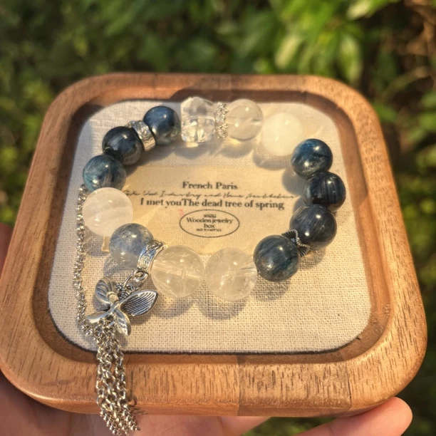 【蓝晶白幽灵】白水双尖复古款手串S164