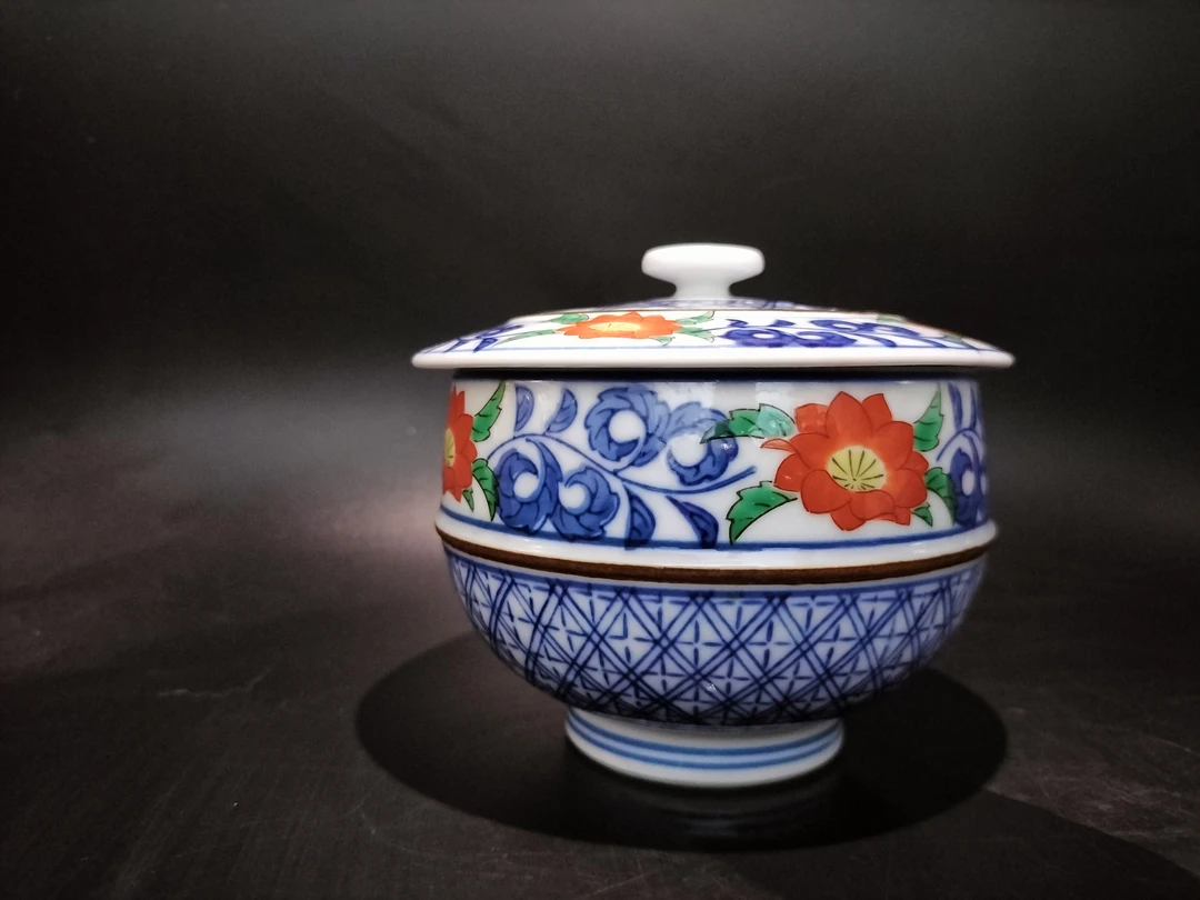 鹤右卫门盖杯 01/31图五圈圈处有点针尖大小飞皮，介意勿拍复古