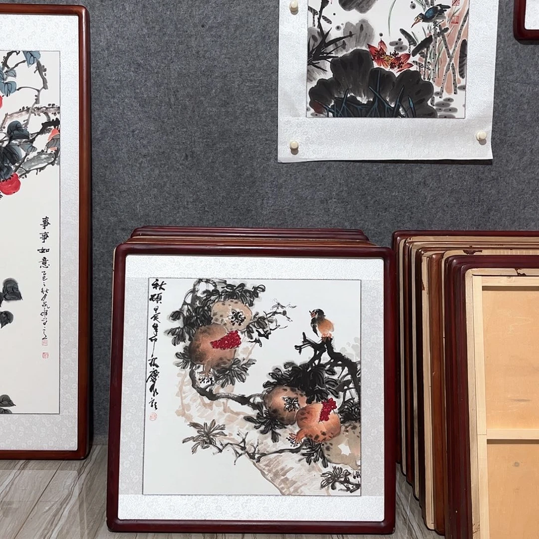 国画书画作品带框63×63