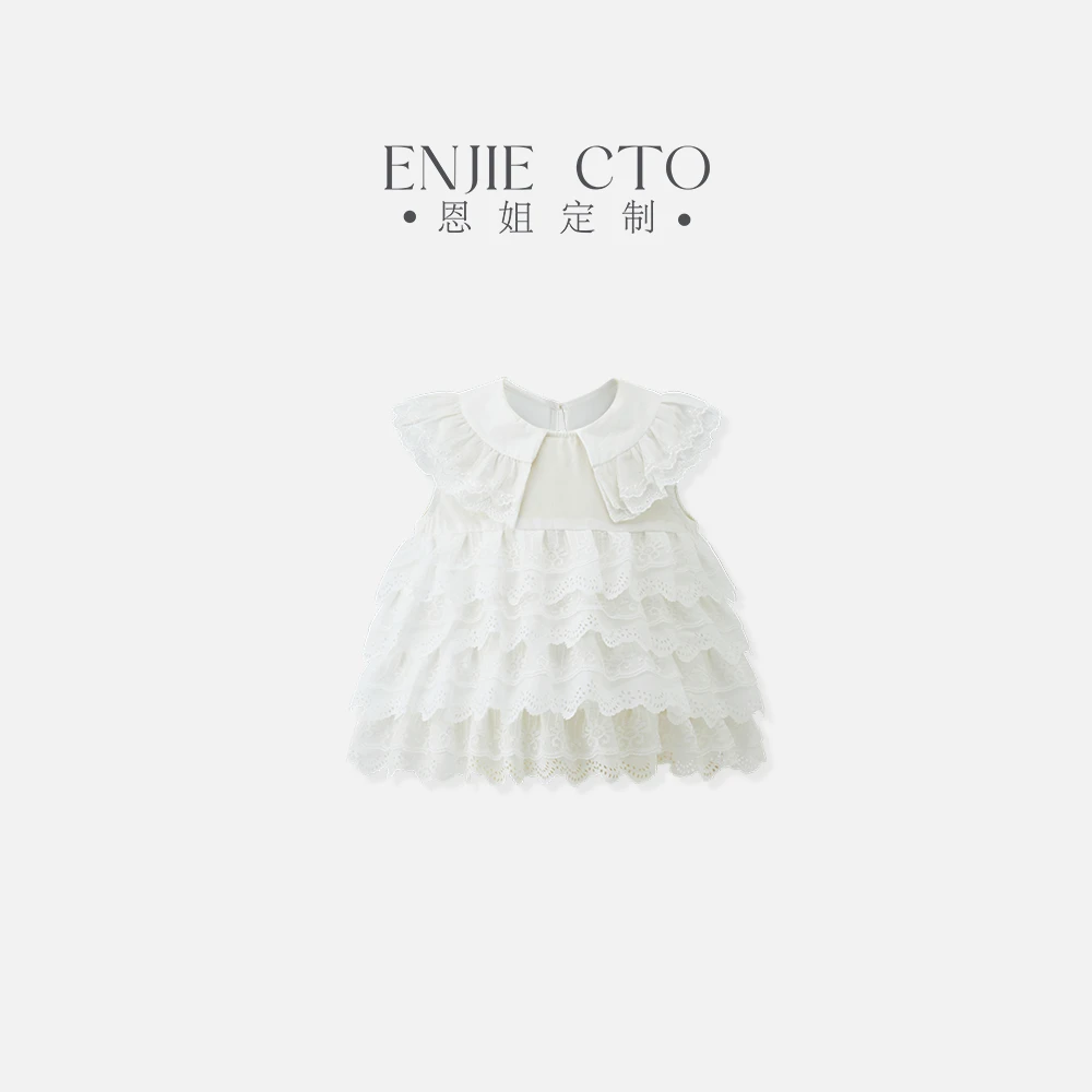 【恩姐定制】C夏季童装女童设计师镂空蕾丝花边娃娃领小衫ENCK8162