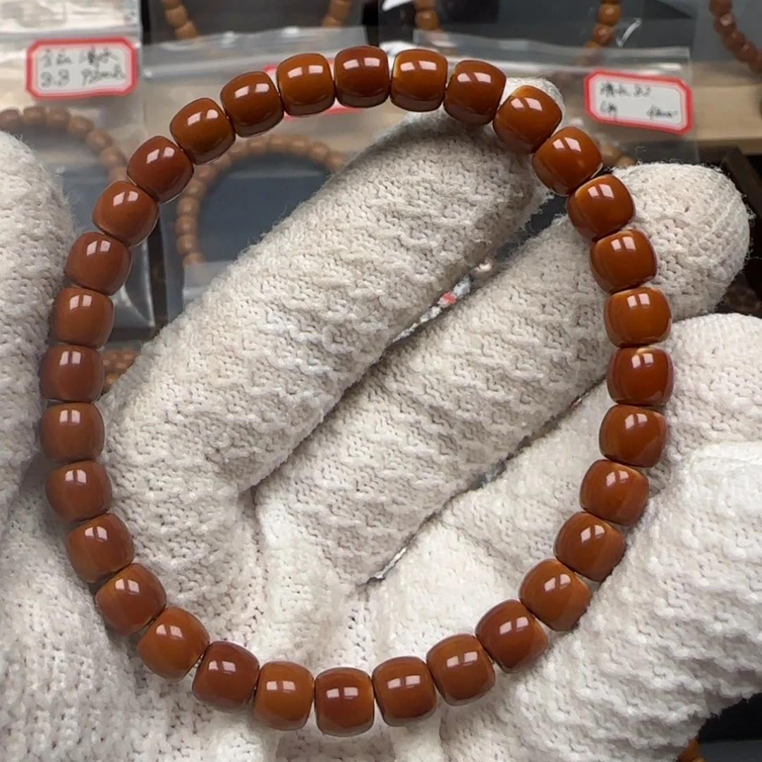 手串橄榄核老挝单圈极限弧三花无白7.2mm