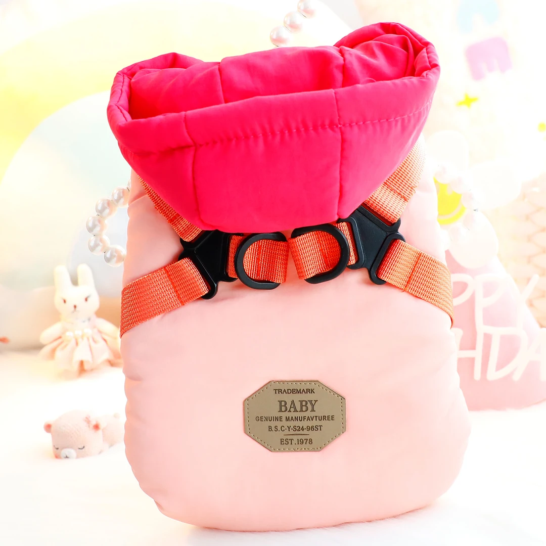 狗狗衣服秋冬装厚款猫咪彩虹胸背牵引棉衣小型犬泰迪比熊宠物7462