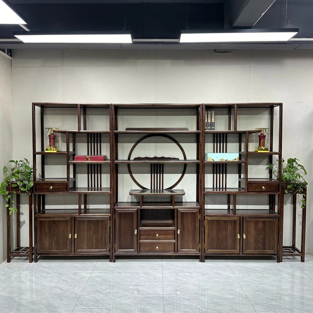 新中式实木博古架摆件架置物架书架酒架收纳办公室客厅茶柜置物架
