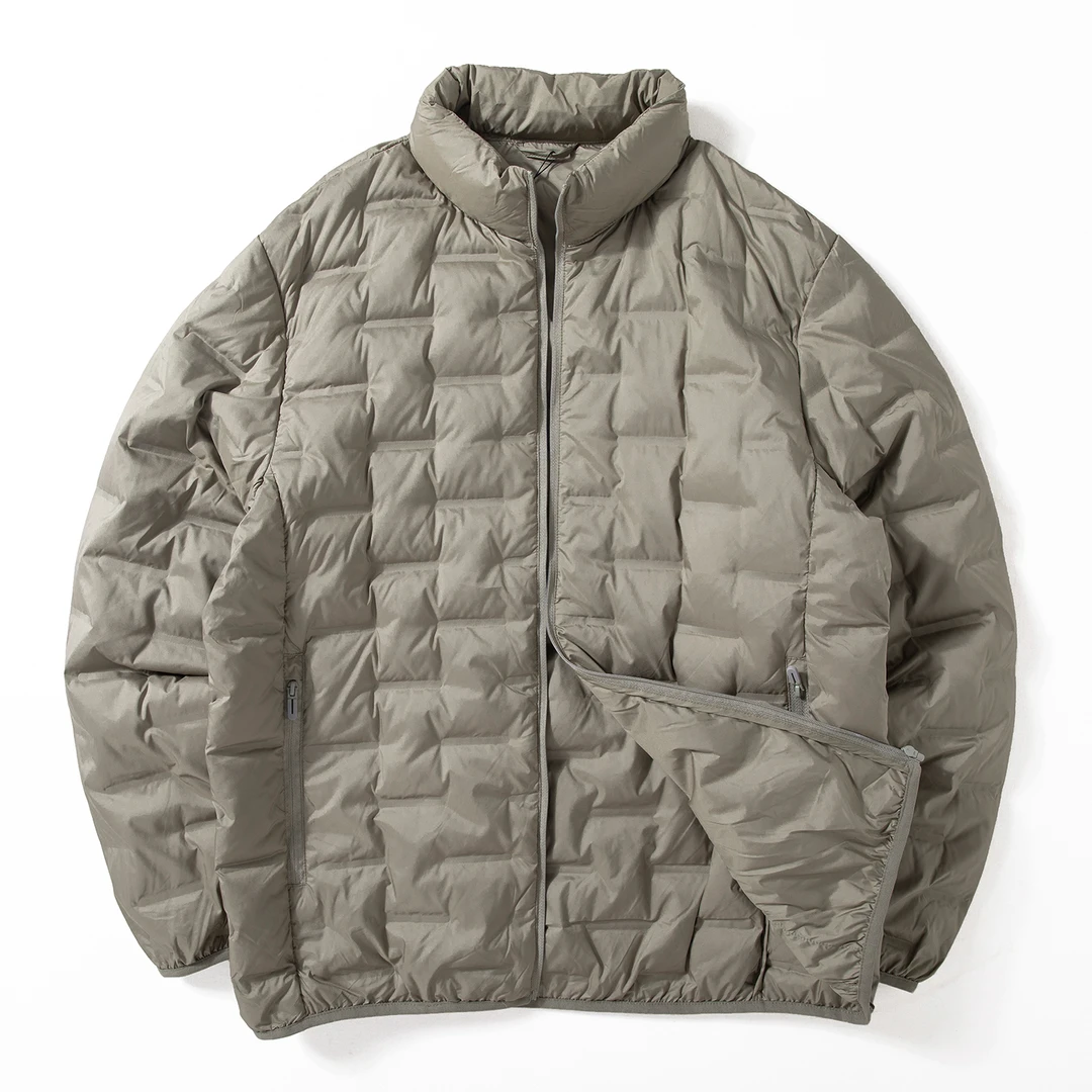 Enbi Simcotton轻薄羽绒服男冬季休闲压胶立领国标白鸭绒保暖外套