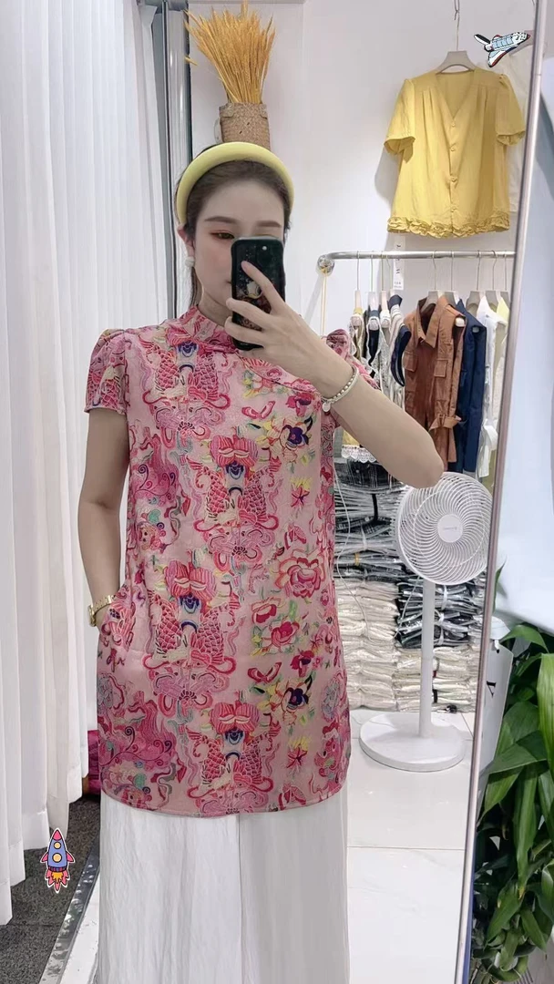 新中式国风印花上衣女2025夏季新款休闲宽松百搭女装马夹上衣