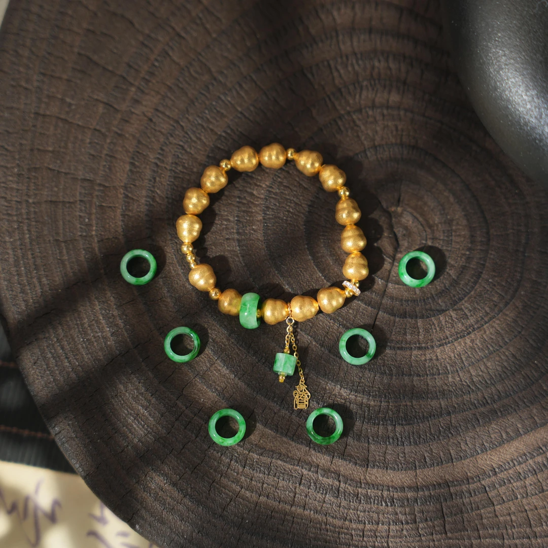 多福多禄-天然A货翡翠18K金手串(多样性发其一)