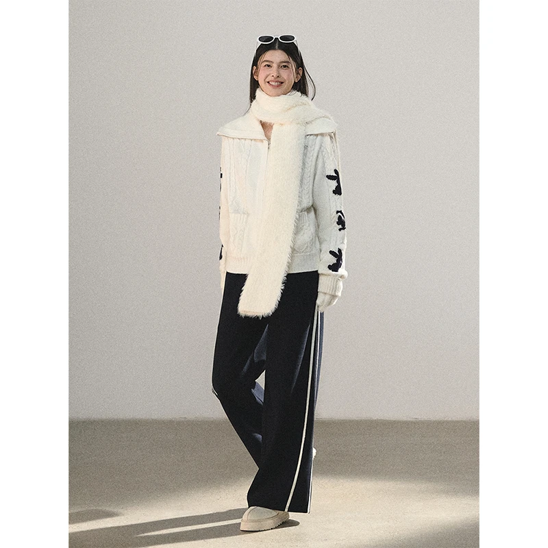 Lulusmiracle【公路旅途】李小璐同款运动风织带高腰垂感休闲针织裤