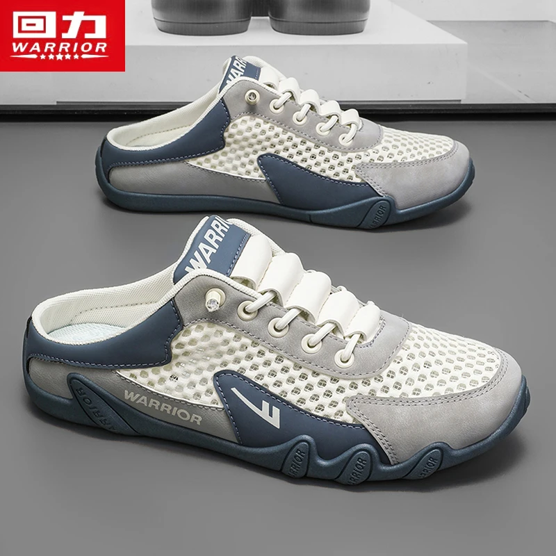 回力包头拖鞋男款夏季透气外穿帆布懒人一脚蹬半拖休闲无后跟潮鞋