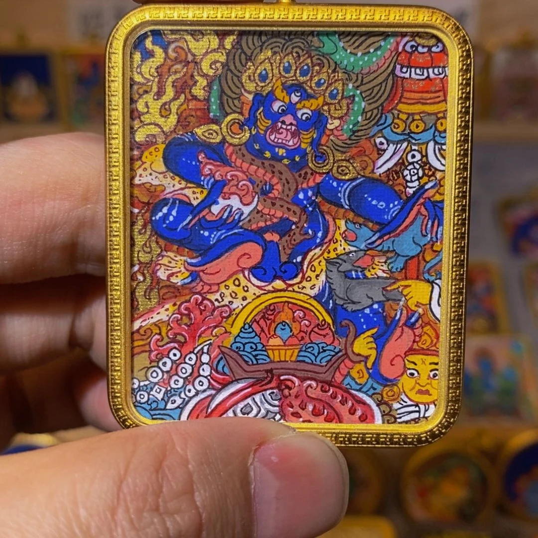 吊坠7***J黑财神纯手绘唐卡