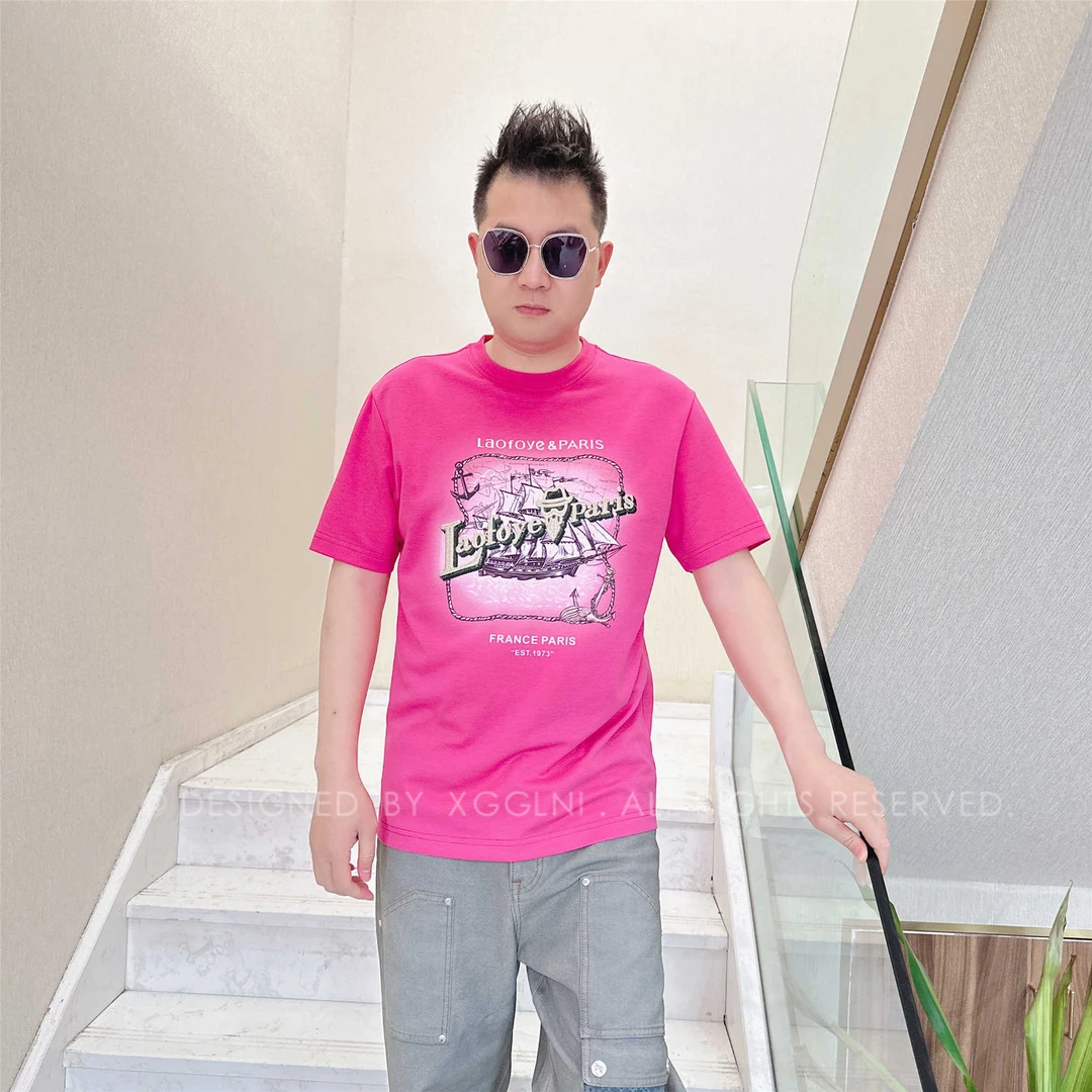 夏季（微阔版）LAOFOYE锚绳内一艘帆船男士品质高端奢品档次短袖T恤