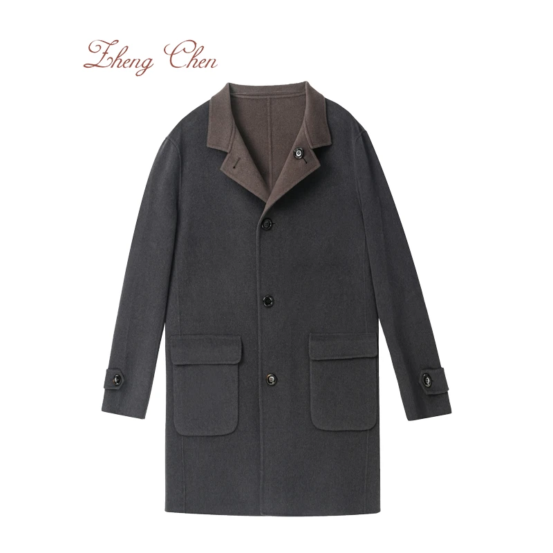 100美利奴羊毛两面穿双色双面呢大衣 95392