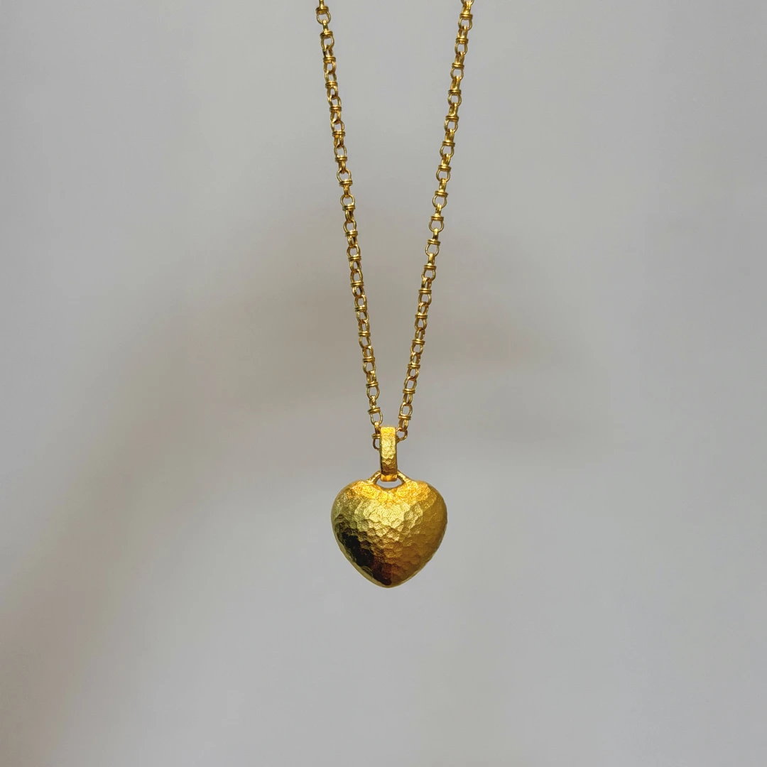 足金999【锤纹爱心】吊坠集合