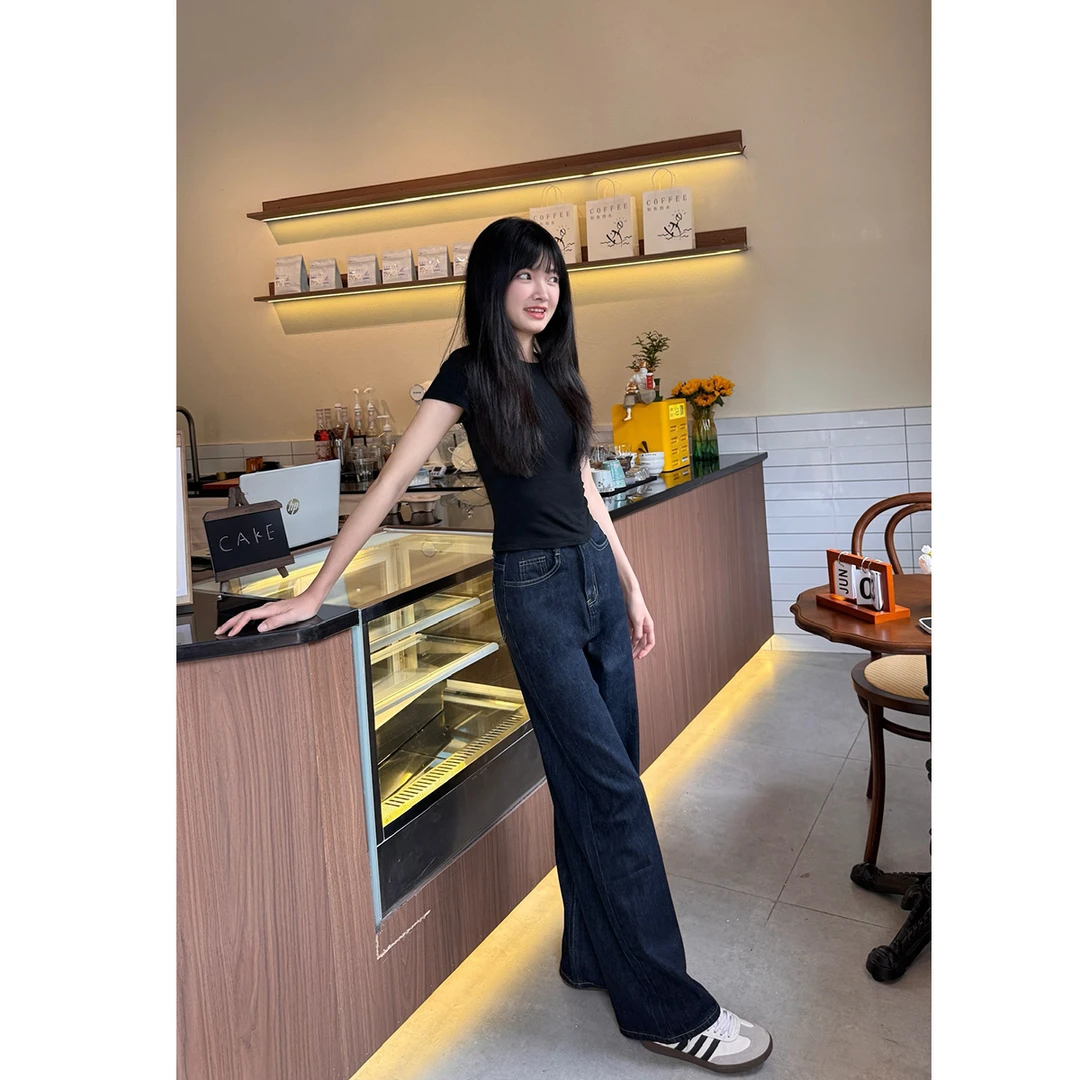 【现货24h+运费险】初秋原牛美式ins阔腿牛仔裤拖地裤纯欲慵懒风女