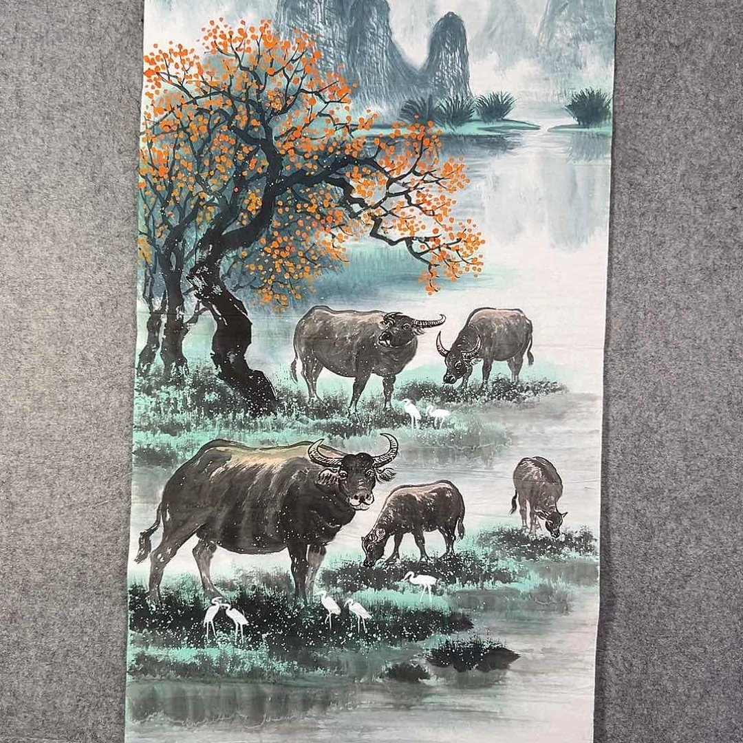 国画689 牡丹之花之叶的颜色与