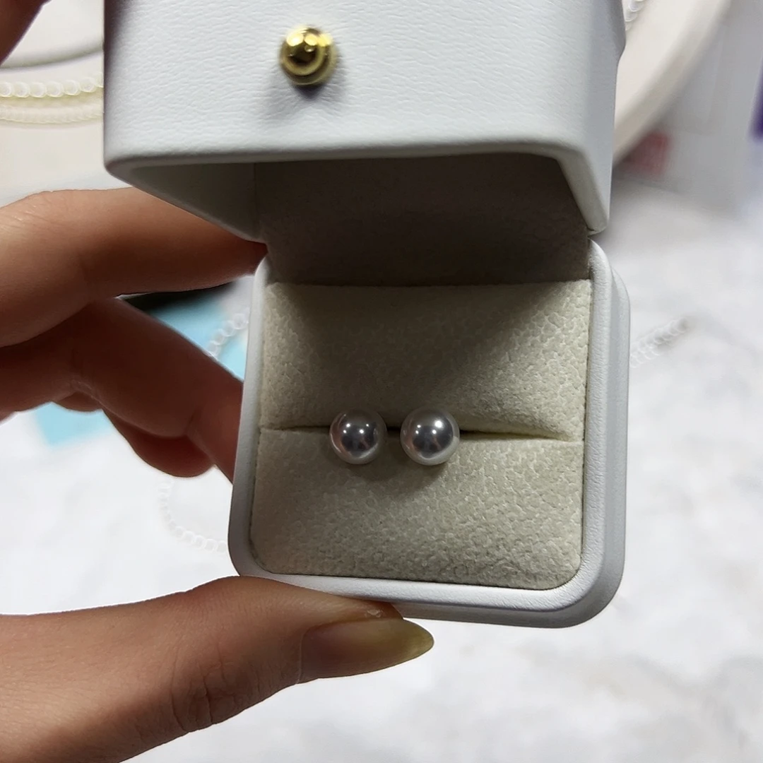 非金属925银白珠耳钉