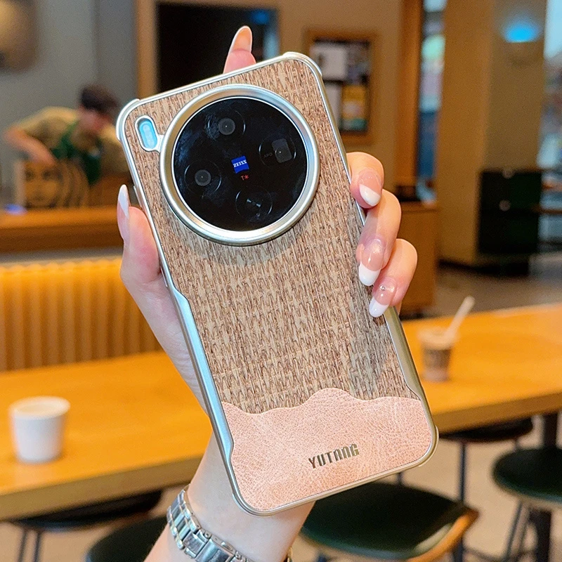 适用于vivoX300/X300pro手机壳商务电镀边皮质磁吸高档防摔保护套