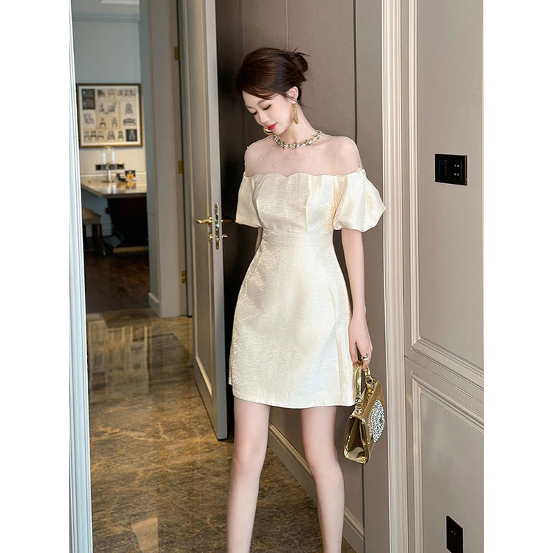 新款法式显瘦气质小个子小众名媛连衣裙21285