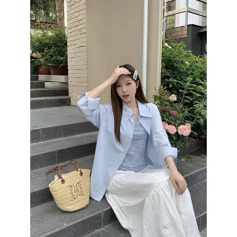 Malena Dream 简约条纹背心外搭宽松衬衫两件套