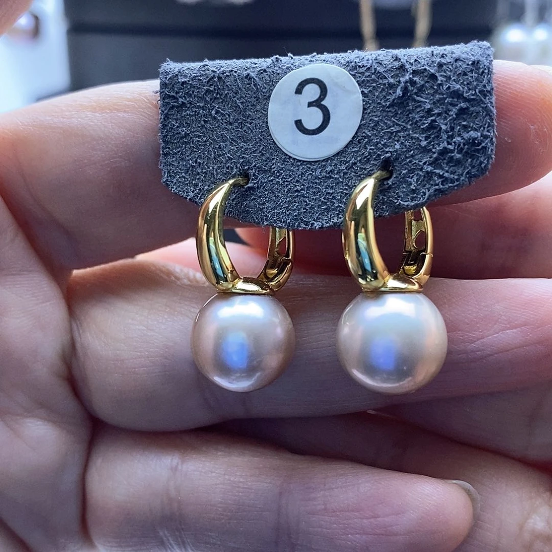 淡水珍珠耳饰银S925镶嵌
