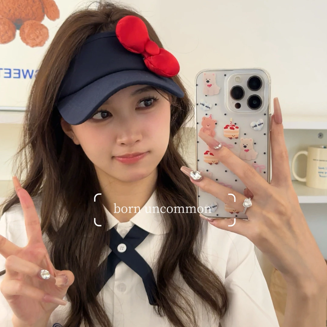 超美超百搭~新款ins可爱少女心蝴蝶结红空顶防晒遮阳帽子洋气韩系