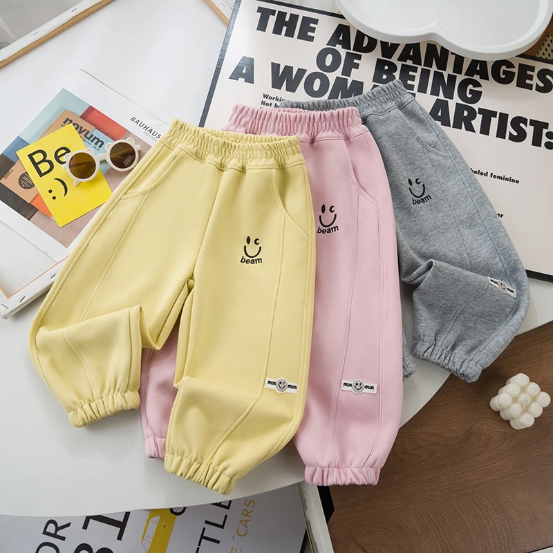 春秋百搭长裤运动裤弯道宽松休闲童裤洋气韩版女童裤子宽松裤百搭