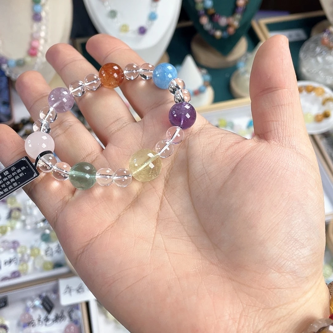 水晶手链银S925镀金镶嵌