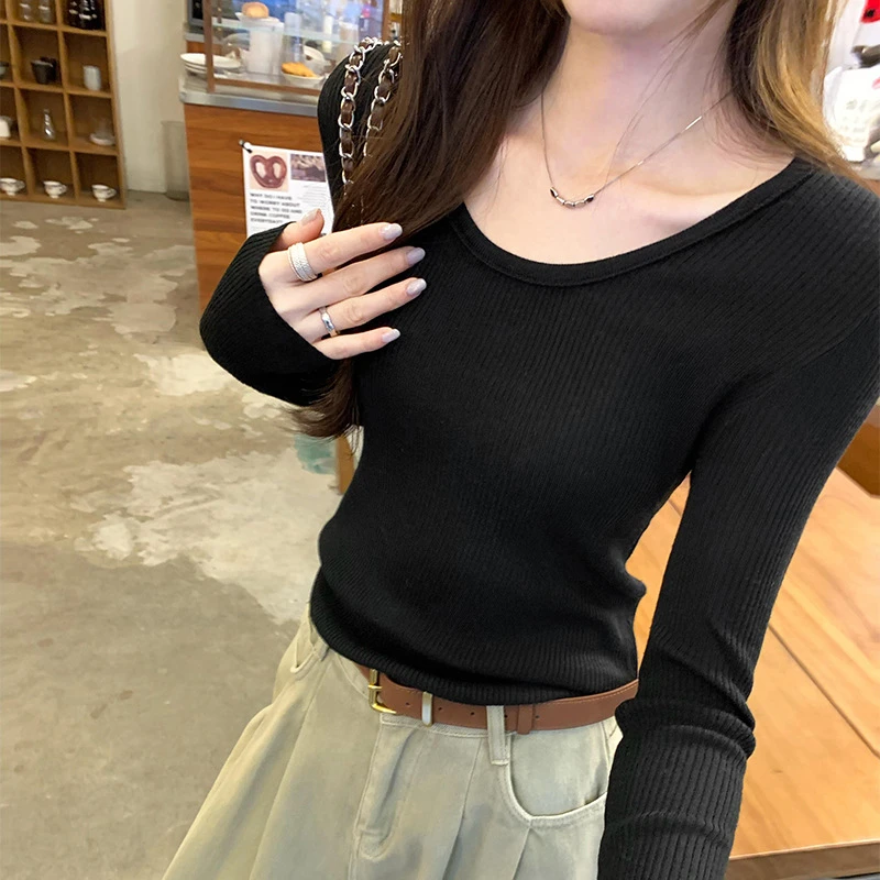 秋冬实拍图气质内搭针织羊毛打底衫女韩系洋气独特别致穿搭上毛衣