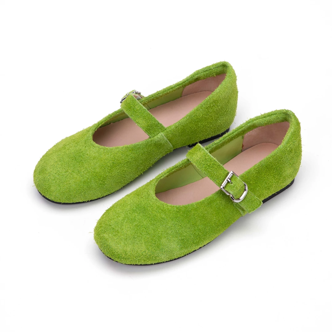 真皮休闲极简风浅口皮带装饰单鞋平底鞋鞋子低跟百搭25269-1