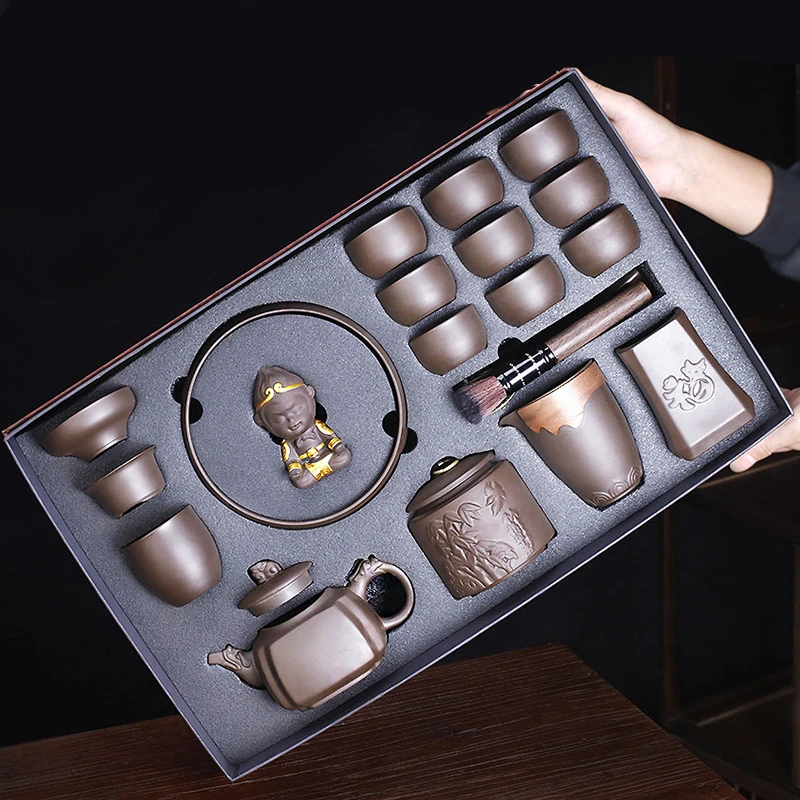 免费刻字紫砂功夫茶具紫砂壶家用茶杯大容量茶壶茶器礼品礼盒装